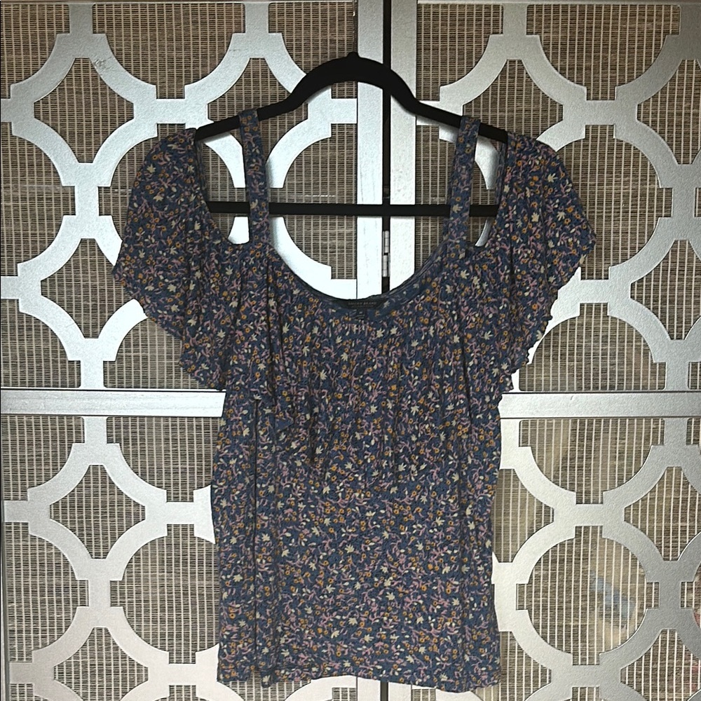 Lucky Brand Pink Flutter Sleeve Smocked Blouse
